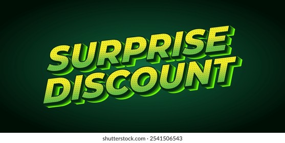 Surprise discount. Text effect design in 3D look for banner or website header
