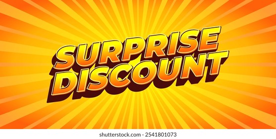 Surprise discount. Text effect design in 3D look for banner or website header