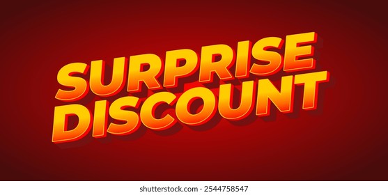 Surprise discount. Text effect design in 3D look for banner or website header