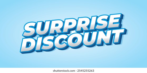 Desconto surpresa. Design de efeito de texto em 3D procura cabeçalho de banner ou site