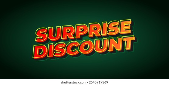 Surprise discount. Text effect design in 3D look for banner or website header