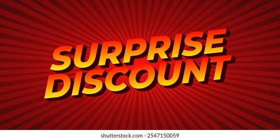 Surprise discount. Text effect design in 3D look for banner or website header