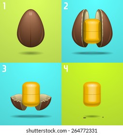 Surprise egg opened, a small yellow present box is unveiled