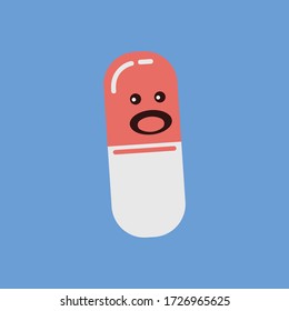Surprise Emoticon Medical Pills Vector Pills