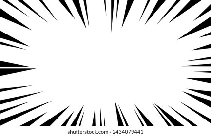 surprise or explosion effect for manga cartoon background. element action speed template illustration in black and white colors