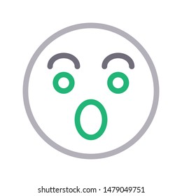 surprise face colour line vector icon