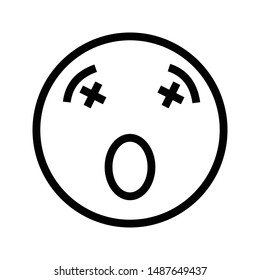 surprise face colour line vector icon