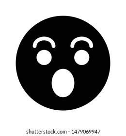 surprise face glyph flat vector icon