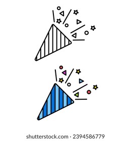 Surprise flying confetti cone icon sign symbol art design vector