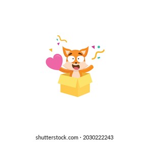 Surprise Fox Sticker Icon Isolated On White Background