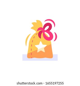 Surprise gift bag, loyalty reward, earn points and redeem special present, lottery super prize, giveaway concept, incentive program, promo offer, vector flat icon