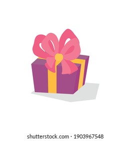 Surprise gift, surprise gift box, birthday celebration, special gift bag, loyalty reward, miracle gift vector icon, flat illustration.