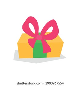 Surprise gift, surprise gift box, birthday celebration, special gift bag, loyalty reward, miracle gift vector icon, flat illustration.