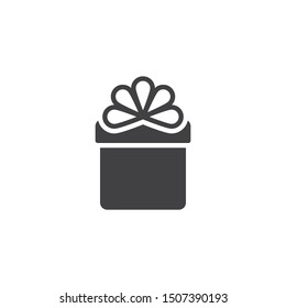 Surprise Gift box with bow ribbon vector icon. filled flat sign for mobile concept and web design. Present, gift box glyph icon. Symbol, logo illustration. Vector graphics
