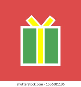 Surprise gift box, Delight present,  Flat icon design. Vector illustration