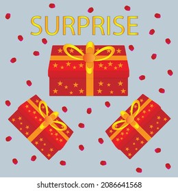 Surprise gift box design,Vector illustration gift box.