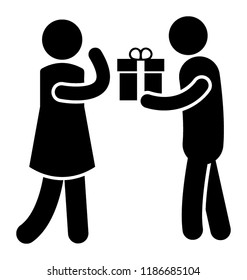 A surprise gift in a box given by a man to a lady