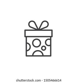 Surprise gift box line icon. linear style sign for mobile concept and web design. Present, gift box with bow outline vector icon. Symbol, logo illustration. Vector graphics