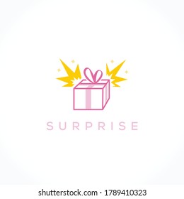 surprise gift box logo concept