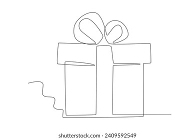 A surprise gift box. Gift Box one-line drawing
