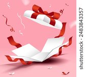surprise gift box. releasing an explosion of confetti.