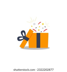 surprise gift box. special present for birthday celebration, giveaway, reward, vector icon
