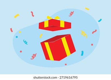 Ilustración vectorial de caja de regalo sorpresa