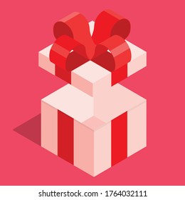 Surprise gift box. Vector. Isometric view