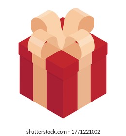 Surprise gift box. Vector. Isometric view