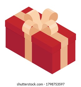 Caja de regalo sorpresa. Vector. Vista isométrica