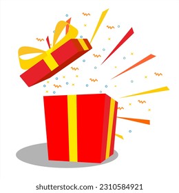 caja de regalo sorpresa vector con arco amarillo adecuado para uso en fiesta de cumpleaños, año nuevo y casar navidad