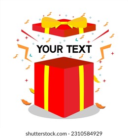 surprise gift box vector  with yellow bow suitable for use on birthday party, new year and marry christmas