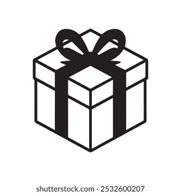 A surprise gift box wrapped with ribbon,line art gift box,christmas gift box