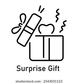 Surprise gift icon in line style 