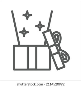 Icono de línea simple del sitio web de Surprise Gift Open