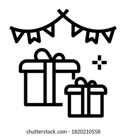 Überraschungsgeschenke, Pakete, Vektorgrafik im Liniendesign 