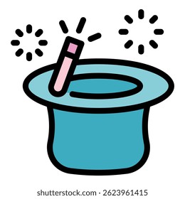 Surprise in hat icon. Outline surprise in hat vector icon color flat isolated