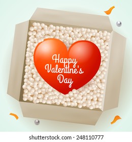 Surprise with a heart inside, vector illustration on Valentine's Day for design