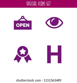 surprise icon. 4 surprise set with eye open, huge, open and reward vector icons for web and mobile app