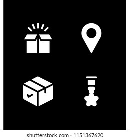 surprise icon. 4 surprise set with reward, box and pin vector icons for web and mobile app