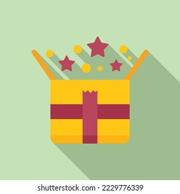 Surprise icon flat vector. Gift present. Face prize