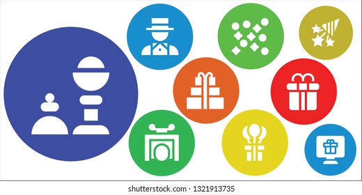 surprise icon set. 9 filled surprise icons.  Simple modern icons about  - Magic trick, Magician, Confetti, Trick, Gift, Gift box