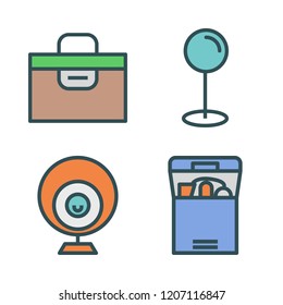 Surprise Icon Set. Vector Set About Box, Pin And Webcam Icons Set.