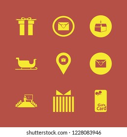surprise icon. surprise vector icons set present new idea, open box, sleigh and heart envelope
