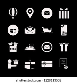 surprise icon. surprise vector icons set give gift, open box, sleigh and heart envelope