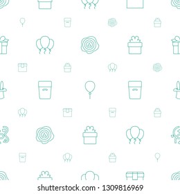 surprise icons pattern seamless white background. Included editable line arrow up, balloon, box, gift, magic hat, confetti, present icons. surprise icons for web and mobile.