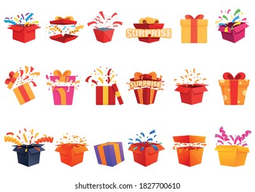Surprise icons set. Cartoon set of surprise vector icons for web design