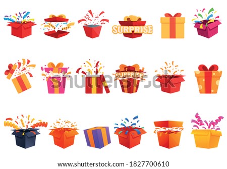 Surprise icons set. Cartoon set of surprise vector icons for web design