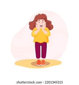 Surprise isolated cartoon vector illustration. Surprised girl with big eyes feeling happiness, shocked kid, people psychology, socio-emotional development, astonished state vector cartoon.