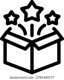 Surprise magic box for party gift and unexpected event icon